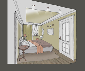 Заказать  on-line личный Блиц-дизайн интерьеров жилого пространства в г. Запорожье  . Спальня 15м2.