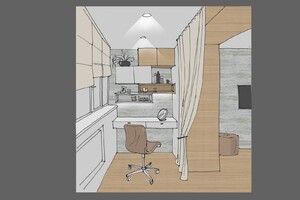 Заказать  on-line нетривиальный Блиц-дизайн-проект интерьеров дома в г. Запорожье  . Спальня 16,7м2. Вид 3