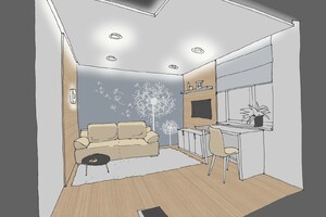 Заказать  on-line нетривиальный Блиц-дизайн-проект интерьеров дома в г. Запорожье  . Кабинет 11,8м2.